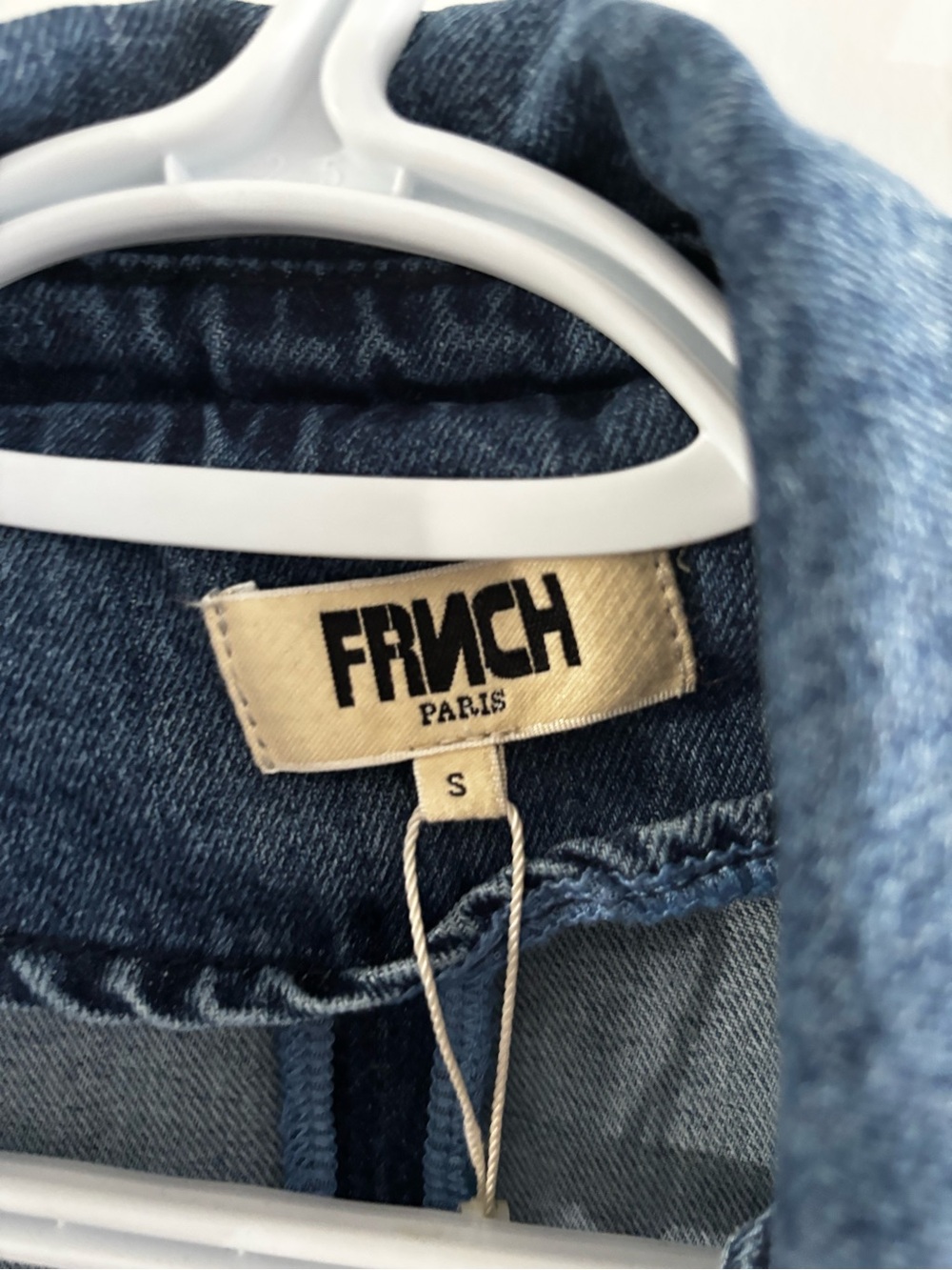 NWT FRNCH Paris Oversized Denim Trench Coat 100% Cotton Belted Size S M - Picture 5 of 6